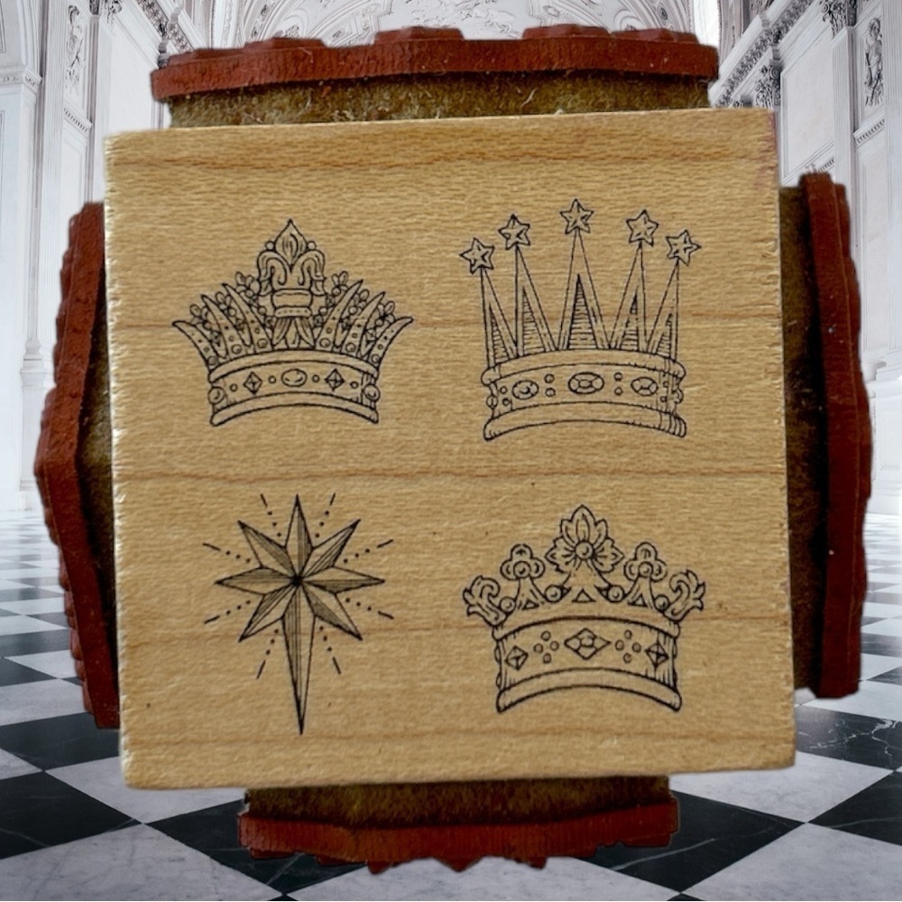 Lot of 3 Princess Themed Wood Mounted Stamps Castle Crowns - Picture 6 of 11